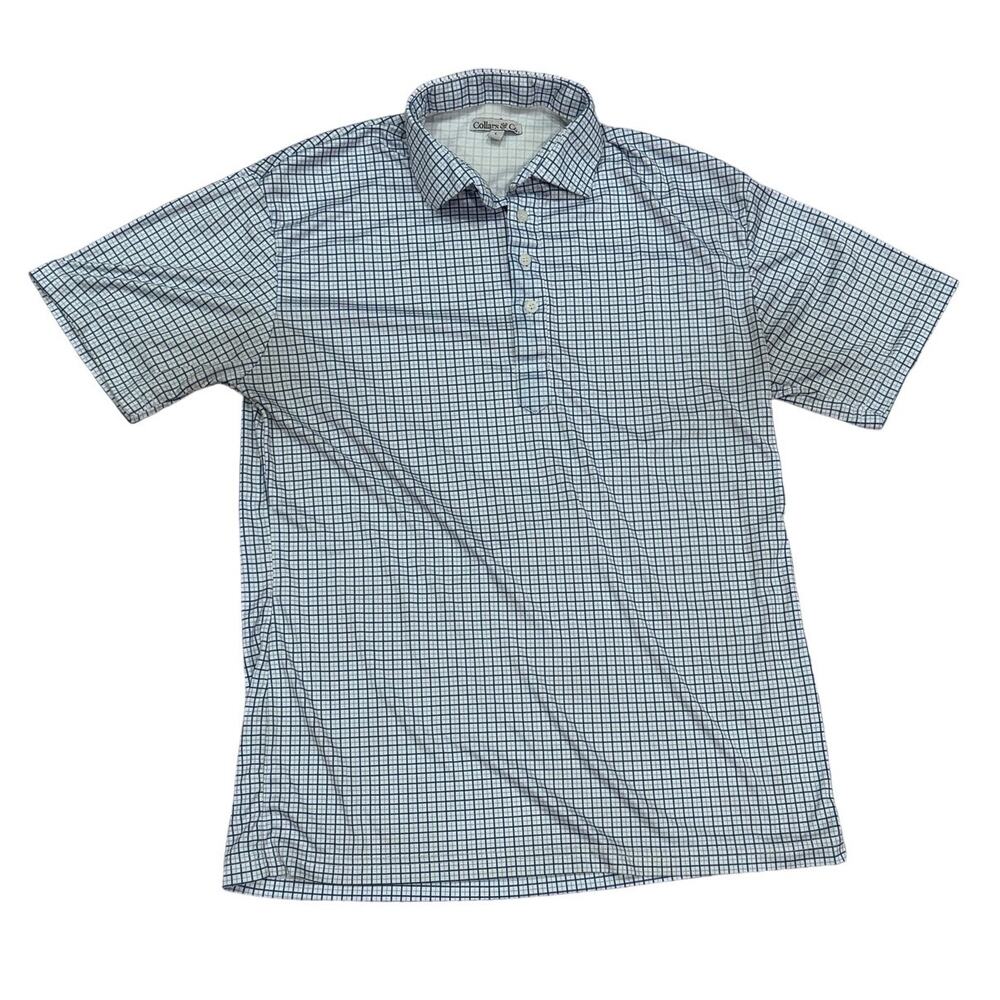 Collars & Co Dress Collar Polo Large Blue Grid Check